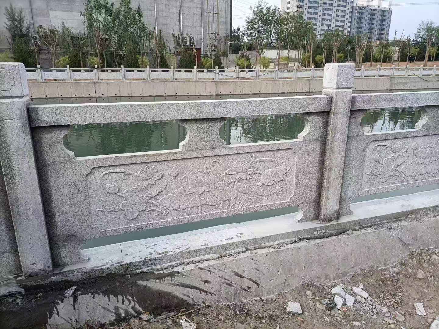 西安 芙蓉白大花桥梁、河道，石材栏杆、围栏、护栏